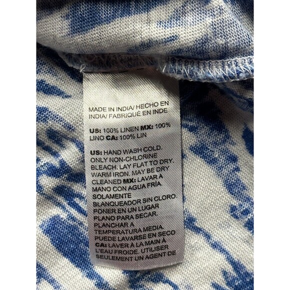 Chico Ikat Linen Split-Neck Top 100% Linen Size 0 / Small BG2263 - Picture 12 of 12